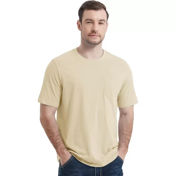 MAGCOMSEN Mens T Shirt Short Sleeve Pocket T Shirt Cotton Crewneck Tee Regular Fit Ribbed Neckline Shirt for Men