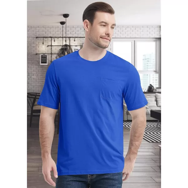 MAGCOMSEN Mens T Shirt Short Sleeve Pocket T Shirt Cotton Crewneck Tee Regular Fit Ribbed Neckline Shirt for Men