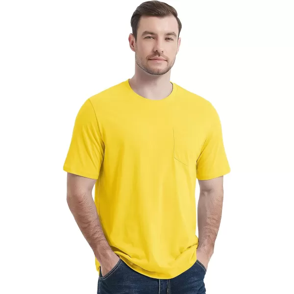 MAGCOMSEN Mens T Shirt Short Sleeve Pocket T Shirt Cotton Crewneck Tee Regular Fit Ribbed Neckline Shirt for Men