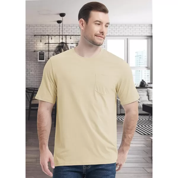 MAGCOMSEN Mens T Shirt Short Sleeve Pocket T Shirt Cotton Crewneck Tee Regular Fit Ribbed Neckline Shirt for Men