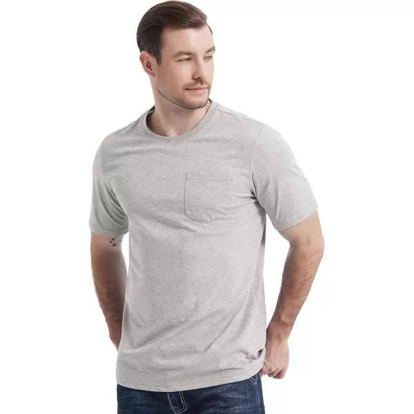 MAGCOMSEN Mens T Shirt Short Sleeve Pocket T Shirt Cotton Crewneck Tee Regular Fit Ribbed Neckline Shirt for Men