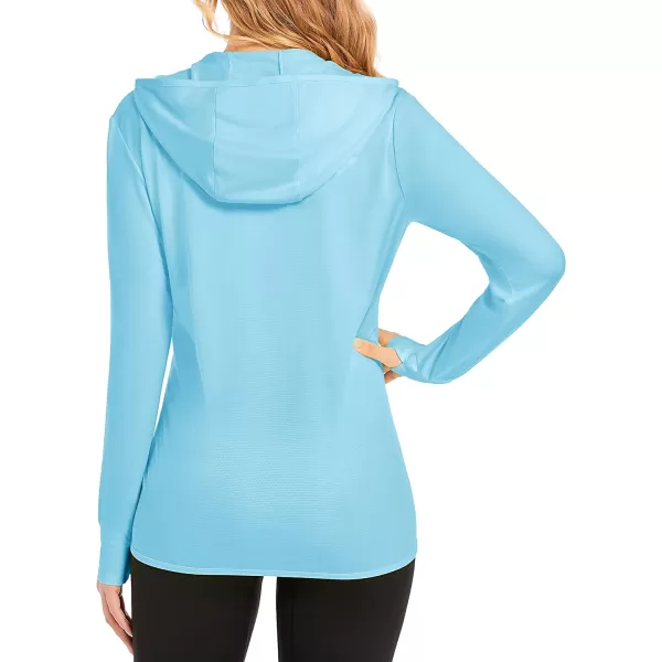 MAGCOMSEN Women's Jackets Lightweight UPF 50+ Sun Protection Shirt Hoodie Hiking Running Athletic Jacket Thumb Hole 4 Pockets