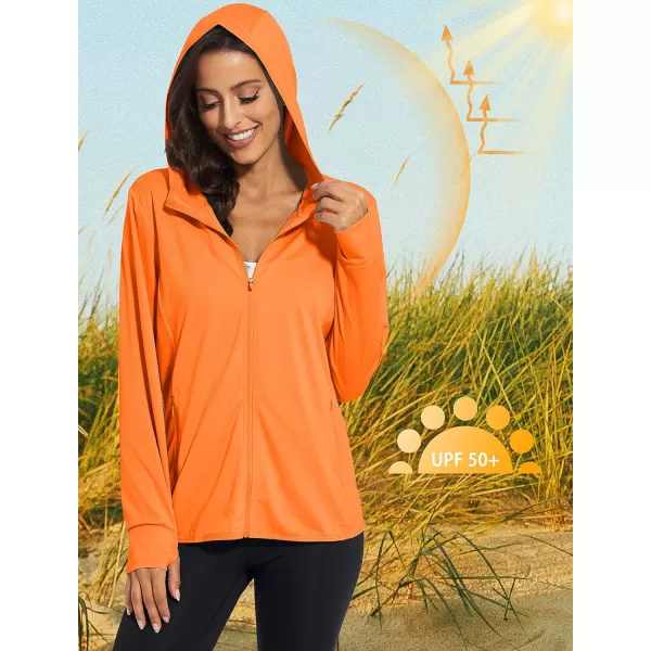 MAGCOMSEN Women's Jackets Lightweight UPF 50+ Sun Protection Shirt Hoodie Hiking Running Athletic Jacket Thumb Hole 4 Pockets