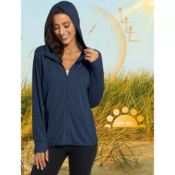 MAGCOMSEN Women's Jackets Lightweight UPF 50+ Sun Protection Shirt Hoodie Hiking Running Athletic Jacket Thumb Hole 4 Pockets