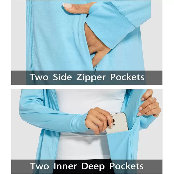 MAGCOMSEN Women's Jackets Lightweight UPF 50+ Sun Protection Shirt Hoodie Hiking Running Athletic Jacket Thumb Hole 4 Pockets