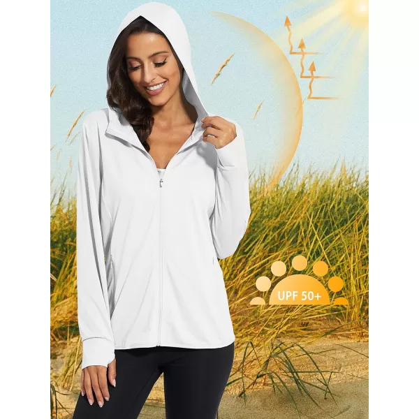 MAGCOMSEN Women's Jackets Lightweight UPF 50+ Sun Protection Shirt Hoodie Hiking Running Athletic Jacket Thumb Hole 4 Pockets