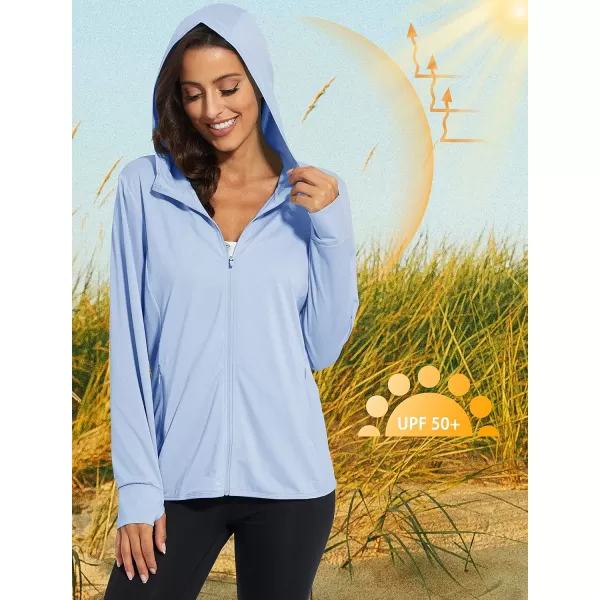 MAGCOMSEN Women's Jackets Lightweight UPF 50+ Sun Protection Shirt Hoodie Hiking Running Athletic Jacket Thumb Hole 4 Pockets
