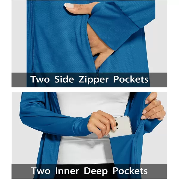 MAGCOMSEN Women's Jackets Lightweight UPF 50+ Sun Protection Shirt Hoodie Hiking Running Athletic Jacket Thumb Hole 4 Pockets