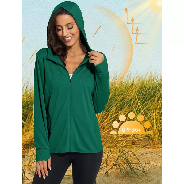 MAGCOMSEN Women's Jackets Lightweight UPF 50+ Sun Protection Shirt Hoodie Hiking Running Athletic Jacket Thumb Hole 4 Pockets