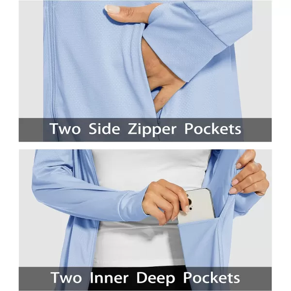 MAGCOMSEN Women's Jackets Lightweight UPF 50+ Sun Protection Shirt Hoodie Hiking Running Athletic Jacket Thumb Hole 4 Pockets