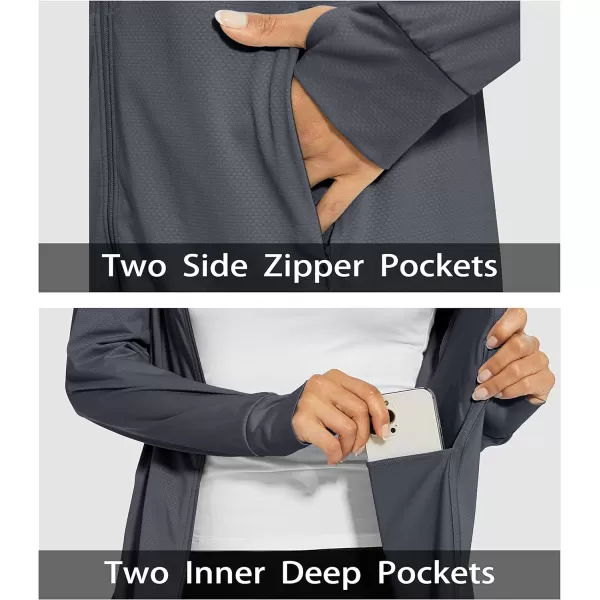 MAGCOMSEN Women's Jackets Lightweight UPF 50+ Sun Protection Shirt Hoodie Hiking Running Athletic Jacket Thumb Hole 4 Pockets