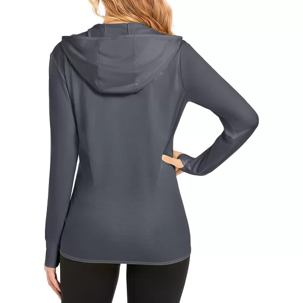 MAGCOMSEN Women's Jackets Lightweight UPF 50+ Sun Protection Shirt Hoodie Hiking Running Athletic Jacket Thumb Hole 4 Pockets