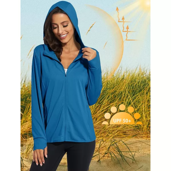 MAGCOMSEN Women's Jackets Lightweight UPF 50+ Sun Protection Shirt Hoodie Hiking Running Athletic Jacket Thumb Hole 4 Pockets