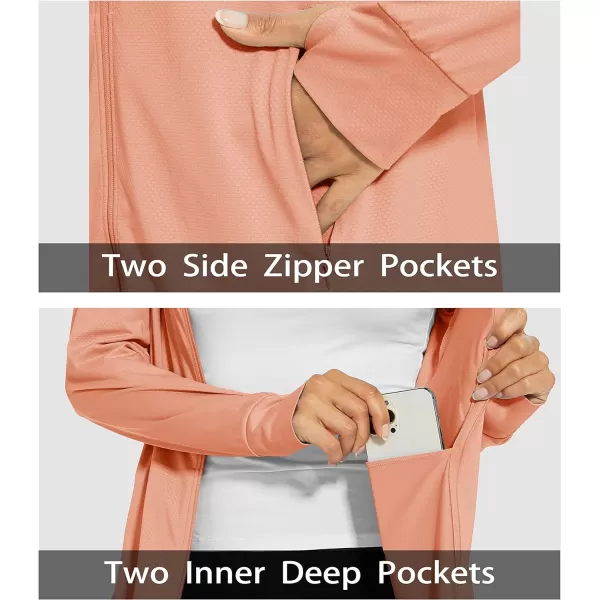 MAGCOMSEN Women's Jackets Lightweight UPF 50+ Sun Protection Shirt Hoodie Hiking Running Athletic Jacket Thumb Hole 4 Pockets