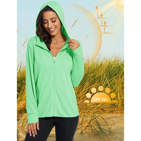 MAGCOMSEN Women's Jackets Lightweight UPF 50+ Sun Protection Shirt Hoodie Hiking Running Athletic Jacket Thumb Hole 4 Pockets