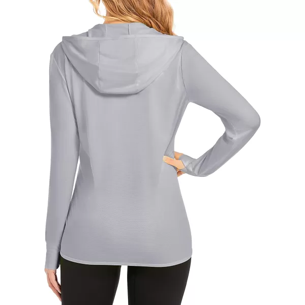 MAGCOMSEN Women's Jackets Lightweight UPF 50+ Sun Protection Shirt Hoodie Hiking Running Athletic Jacket Thumb Hole 4 Pockets