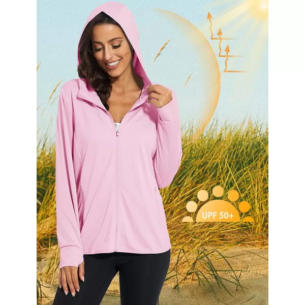 MAGCOMSEN Women's Jackets Lightweight UPF 50+ Sun Protection Shirt Hoodie Hiking Running Athletic Jacket Thumb Hole 4 Pockets