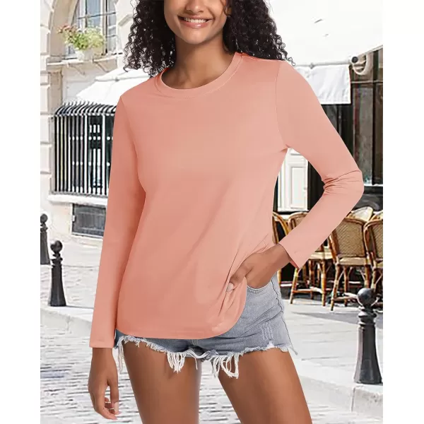 MAGCOMSEN Women's Long-Sleeve Crew-Neck Cotton T-Shirt Classic-Fit Shirt Soft Breathable Casual Tee Basic Tops