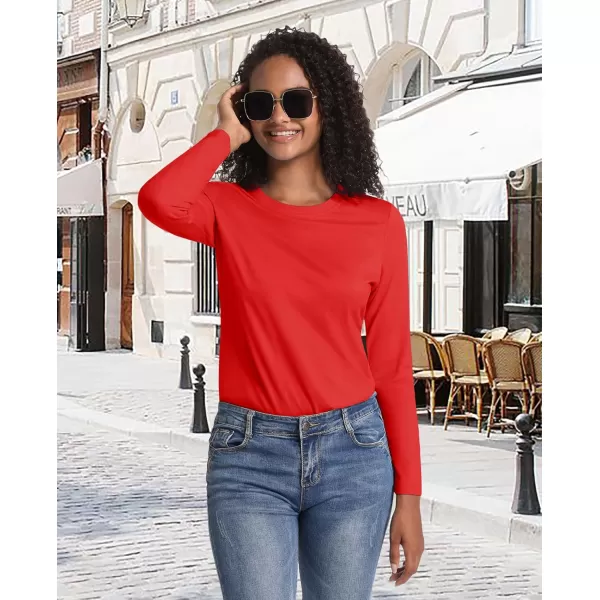 MAGCOMSEN Women's Long-Sleeve Crew-Neck Cotton T-Shirt Classic-Fit Shirt Soft Breathable Casual Tee Basic Tops