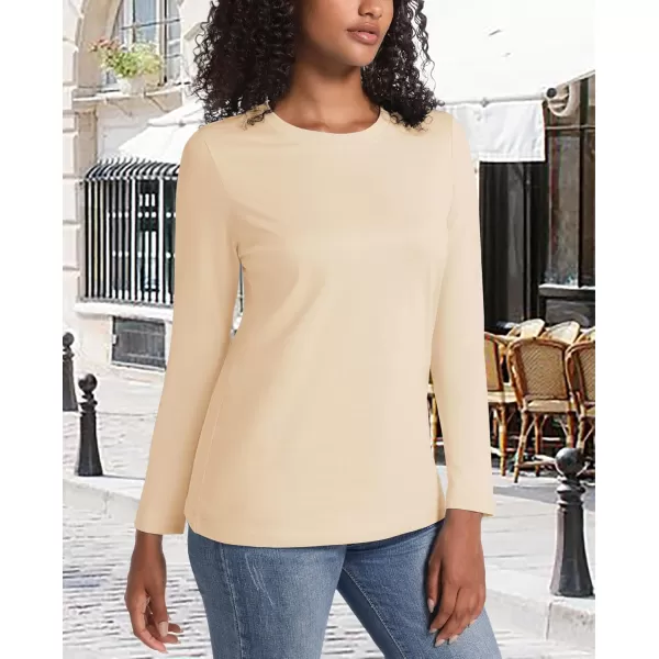 MAGCOMSEN Women's Long-Sleeve Crew-Neck Cotton T-Shirt Classic-Fit Shirt Soft Breathable Casual Tee Basic Tops