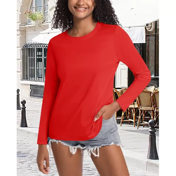 MAGCOMSEN Women's Long-Sleeve Crew-Neck Cotton T-Shirt Classic-Fit Shirt Soft Breathable Casual Tee Basic Tops