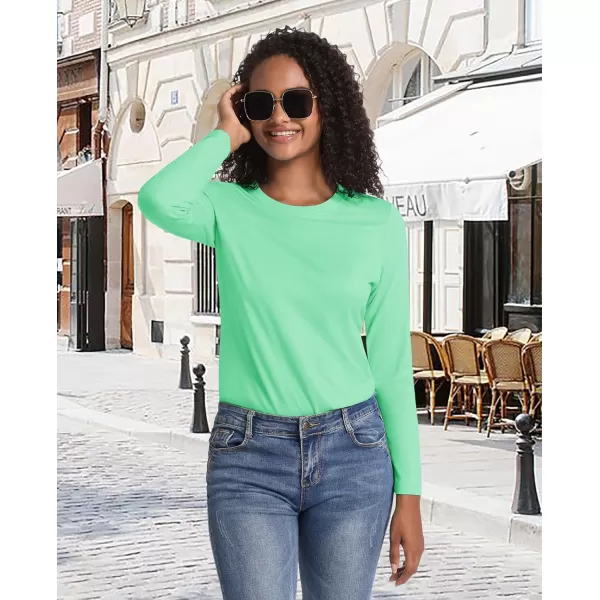 MAGCOMSEN Women's Long-Sleeve Crew-Neck Cotton T-Shirt Classic-Fit Shirt Soft Breathable Casual Tee Basic Tops