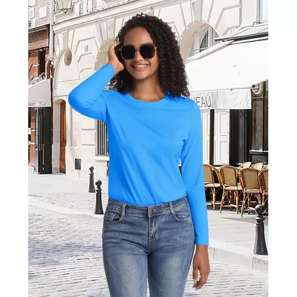 MAGCOMSEN Women's Long-Sleeve Crew-Neck Cotton T-Shirt Classic-Fit Shirt Soft Breathable Casual Tee Basic Tops