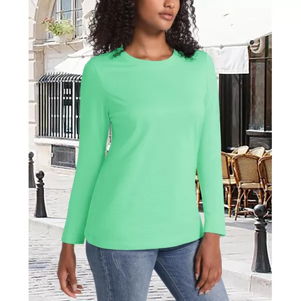 MAGCOMSEN Women's Long-Sleeve Crew-Neck Cotton T-Shirt Classic-Fit Shirt Soft Breathable Casual Tee Basic Tops