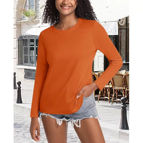 MAGCOMSEN Women's Long-Sleeve Crew-Neck Cotton T-Shirt Classic-Fit Shirt Soft Breathable Casual Tee Basic Tops