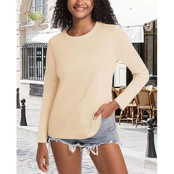 MAGCOMSEN Women's Long-Sleeve Crew-Neck Cotton T-Shirt Classic-Fit Shirt Soft Breathable Casual Tee Basic Tops
