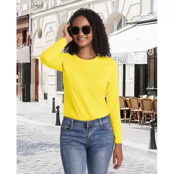 MAGCOMSEN Women's Long-Sleeve Crew-Neck Cotton T-Shirt Classic-Fit Shirt Soft Breathable Casual Tee Basic Tops