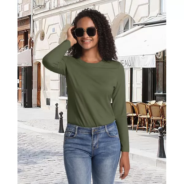 MAGCOMSEN Women's Long-Sleeve Crew-Neck Cotton T-Shirt Classic-Fit Shirt Soft Breathable Casual Tee Basic Tops