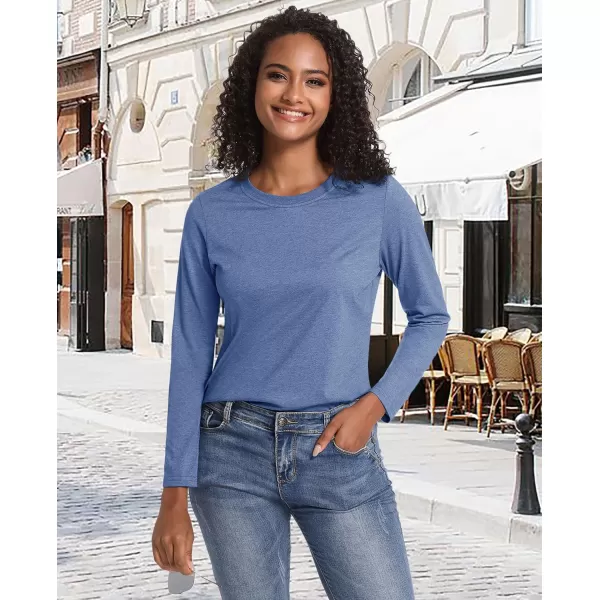 MAGCOMSEN Women's Long-Sleeve Crew-Neck Cotton T-Shirt Classic-Fit Shirt Soft Breathable Casual Tee Basic Tops