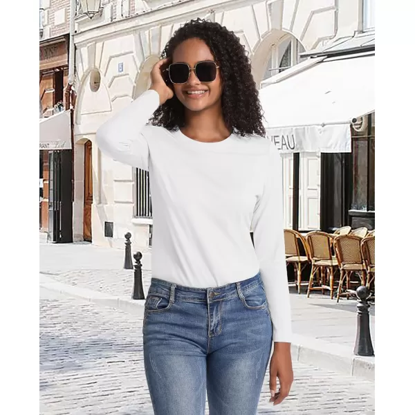 MAGCOMSEN Women's Long-Sleeve Crew-Neck Cotton T-Shirt Classic-Fit Shirt Soft Breathable Casual Tee Basic Tops
