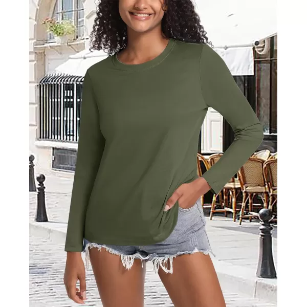 MAGCOMSEN Women's Long-Sleeve Crew-Neck Cotton T-Shirt Classic-Fit Shirt Soft Breathable Casual Tee Basic Tops