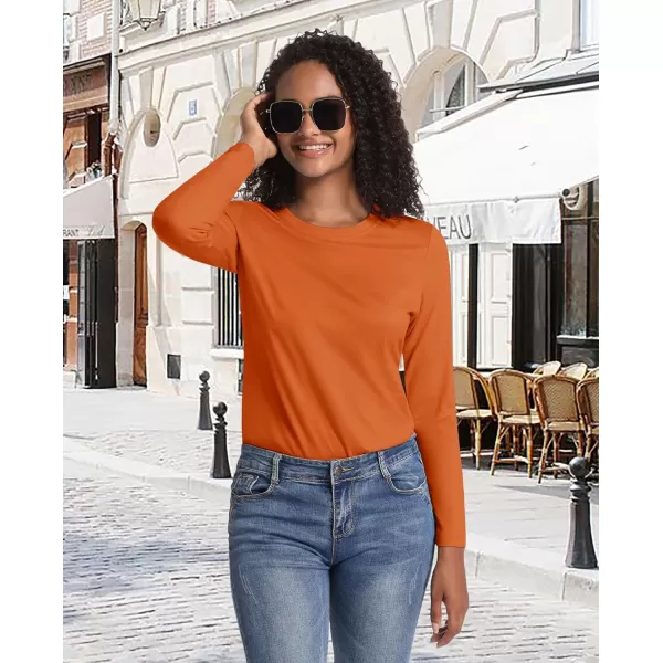MAGCOMSEN Women's Long-Sleeve Crew-Neck Cotton T-Shirt Classic-Fit Shirt Soft Breathable Casual Tee Basic Tops