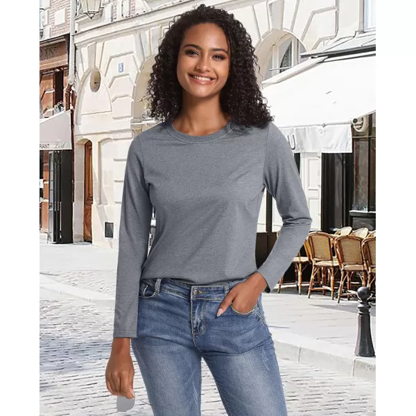 MAGCOMSEN Women's Long-Sleeve Crew-Neck Cotton T-Shirt Classic-Fit Shirt Soft Breathable Casual Tee Basic Tops