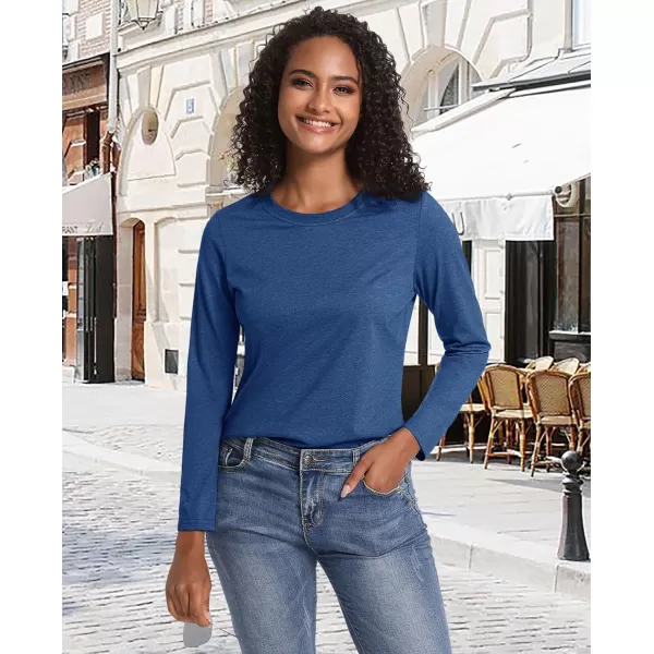 MAGCOMSEN Women's Long-Sleeve Crew-Neck Cotton T-Shirt Classic-Fit Shirt Soft Breathable Casual Tee Basic Tops