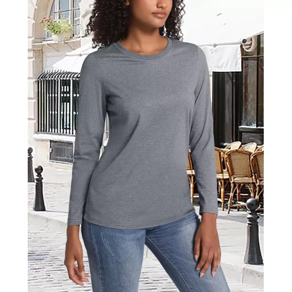 MAGCOMSEN Women's Long-Sleeve Crew-Neck Cotton T-Shirt Classic-Fit Shirt Soft Breathable Casual Tee Basic Tops