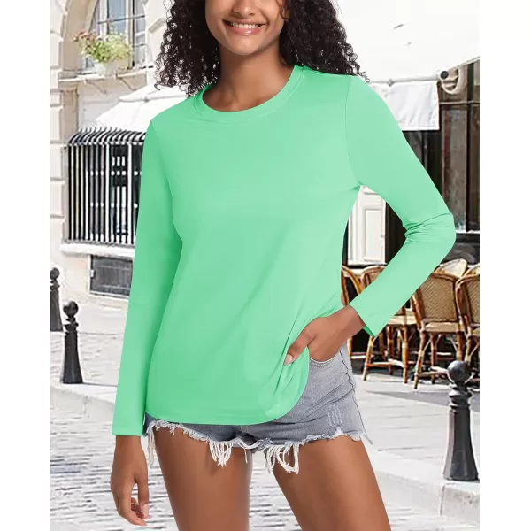 MAGCOMSEN Women's Long-Sleeve Crew-Neck Cotton T-Shirt Classic-Fit Shirt Soft Breathable Casual Tee Basic Tops