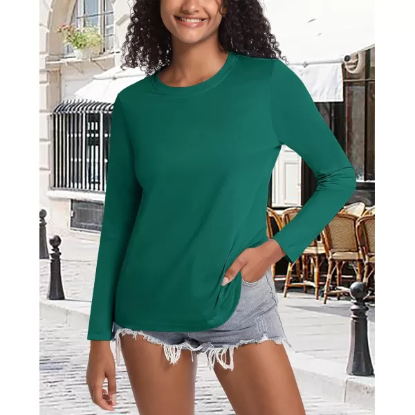 MAGCOMSEN Women's Long-Sleeve Crew-Neck Cotton T-Shirt Classic-Fit Shirt Soft Breathable Casual Tee Basic Tops