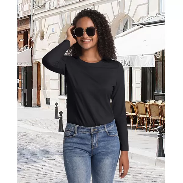 MAGCOMSEN Women's Long-Sleeve Crew-Neck Cotton T-Shirt Classic-Fit Shirt Soft Breathable Casual Tee Basic Tops