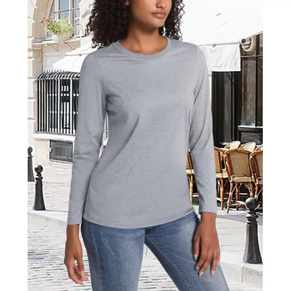 MAGCOMSEN Women's Long-Sleeve Crew-Neck Cotton T-Shirt Classic-Fit Shirt Soft Breathable Casual Tee Basic Tops