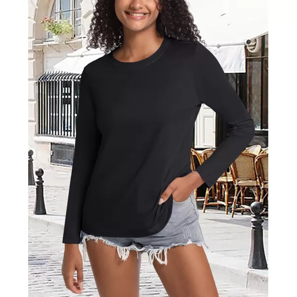 MAGCOMSEN Women's Long-Sleeve Crew-Neck Cotton T-Shirt Classic-Fit Shirt Soft Breathable Casual Tee Basic Tops