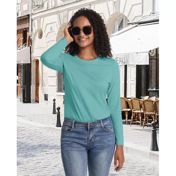 MAGCOMSEN Women's Long-Sleeve Crew-Neck Cotton T-Shirt Classic-Fit Shirt Soft Breathable Casual Tee Basic Tops