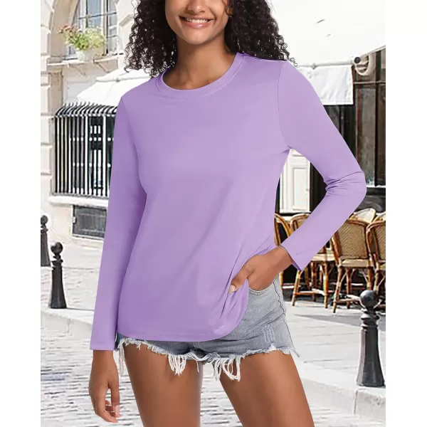 MAGCOMSEN Women's Long-Sleeve Crew-Neck Cotton T-Shirt Classic-Fit Shirt Soft Breathable Casual Tee Basic Tops