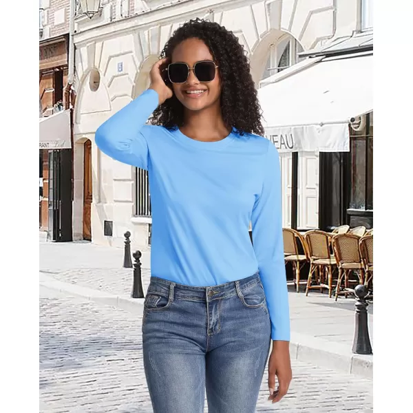 MAGCOMSEN Women's Long-Sleeve Crew-Neck Cotton T-Shirt Classic-Fit Shirt Soft Breathable Casual Tee Basic Tops