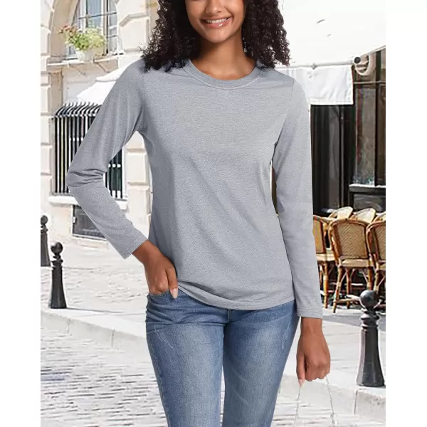 MAGCOMSEN Women's Long-Sleeve Crew-Neck Cotton T-Shirt Classic-Fit Shirt Soft Breathable Casual Tee Basic Tops