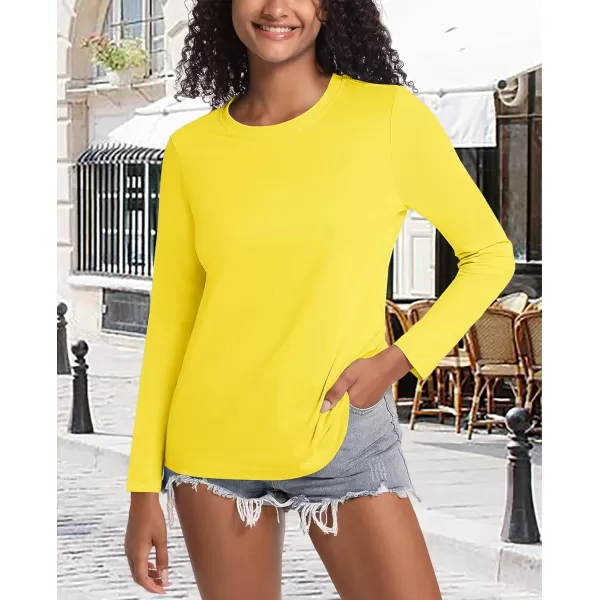 MAGCOMSEN Women's Long-Sleeve Crew-Neck Cotton T-Shirt Classic-Fit Shirt Soft Breathable Casual Tee Basic Tops