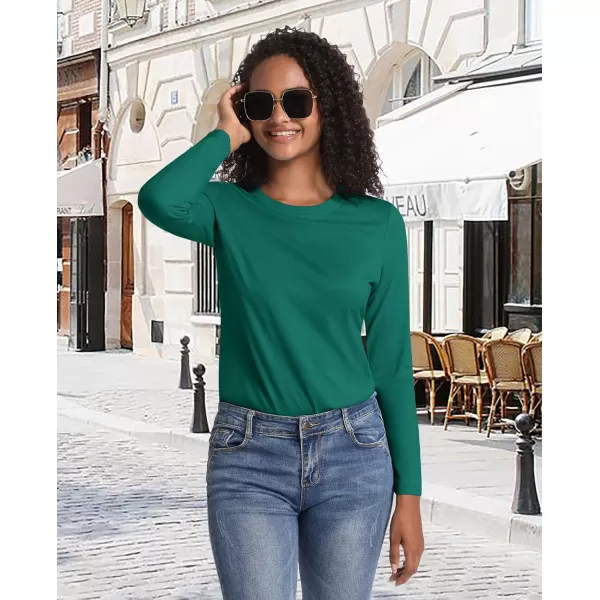 MAGCOMSEN Women's Long-Sleeve Crew-Neck Cotton T-Shirt Classic-Fit Shirt Soft Breathable Casual Tee Basic Tops